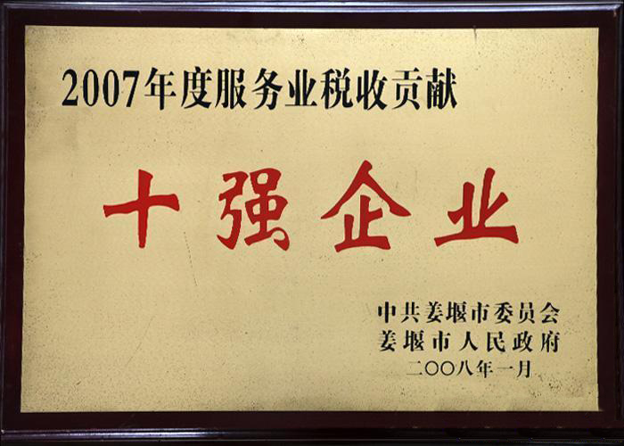 2007?泰州市服務(wù)業(yè)稅收貢獻(xiàn)?十強(qiáng)企業(yè)